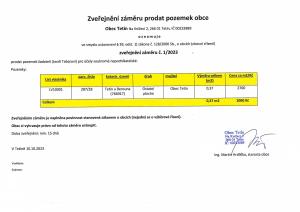 Zveřejnění záměru prodat pozemek obce 